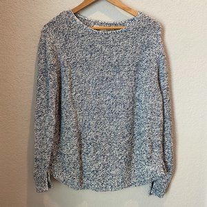 LOFT Blue and White Crew Neck Sweater